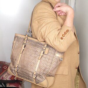 Coach Tan Khaki Mini-Signature Canvas Leather